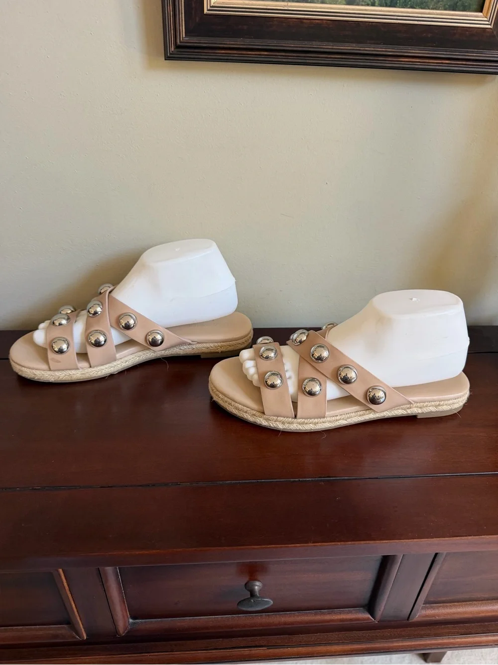 Marc Fisher Womens 9.5M Prisca Ball-Studded Espadrille Sandals